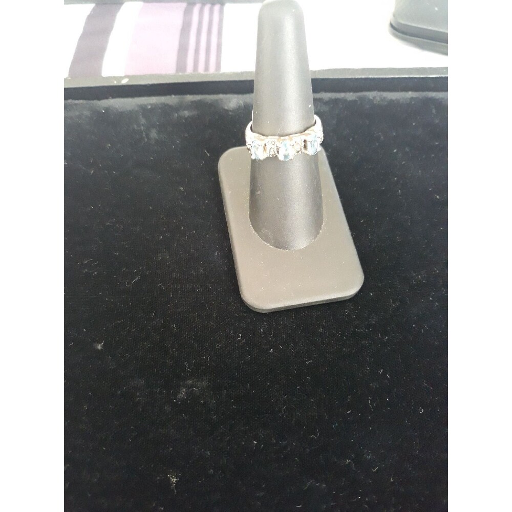 Sterling Silver cz Ring aqua ring sz 7